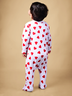 Dear To Dad Pure Cotton Full Sleeve all over Heart Printed Front Open Baby Romper G-FS-006A