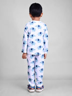 DTD Pure Cotton White Color All Over Elephant Printed Boys Full Sleeve Set B-FS-NS-07