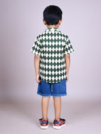 Dear To Dad Pure Cotton Half Sleeve Crochet Fabric Denim Boys Set B-HSD-832