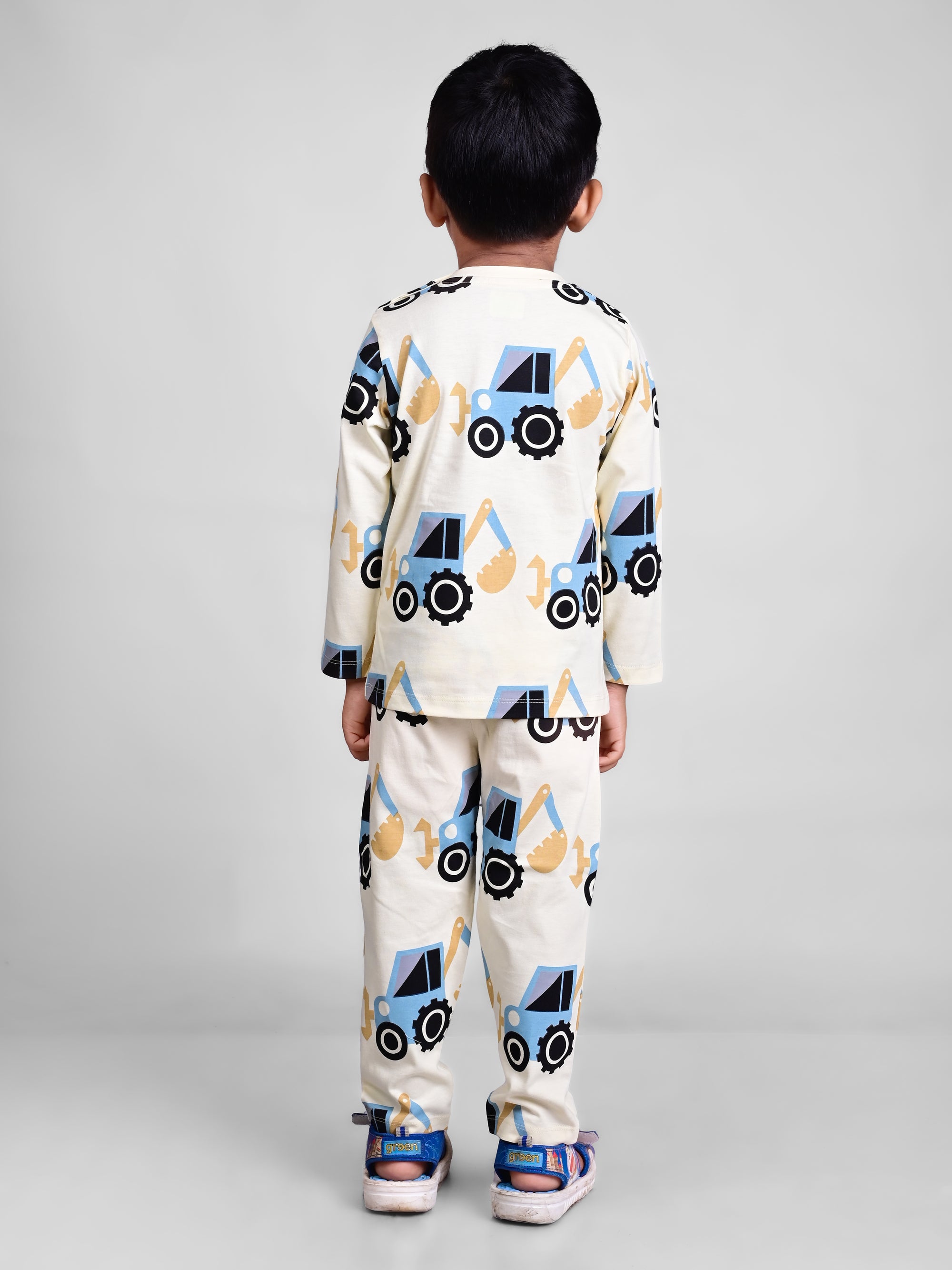 DTD Pure Cotton Full Sleeve All Over Constriction Vehicle  Printed Boys Night Suit B-FS-NS-21&22