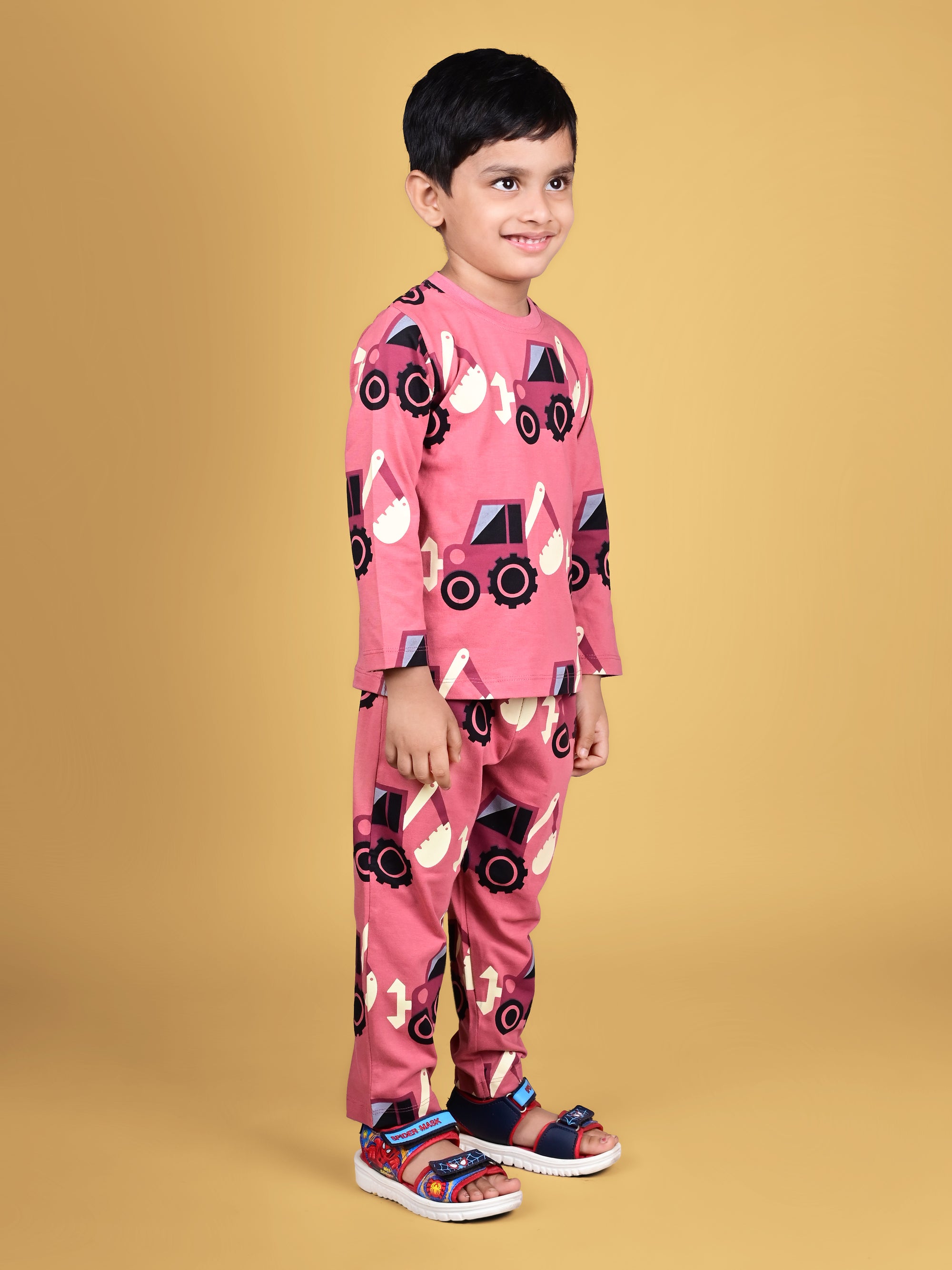 DTD Pure Cotton Full Sleeve All Over Constriction Vehicle  Printed Boys Night Suit B-FS-NS-21&22