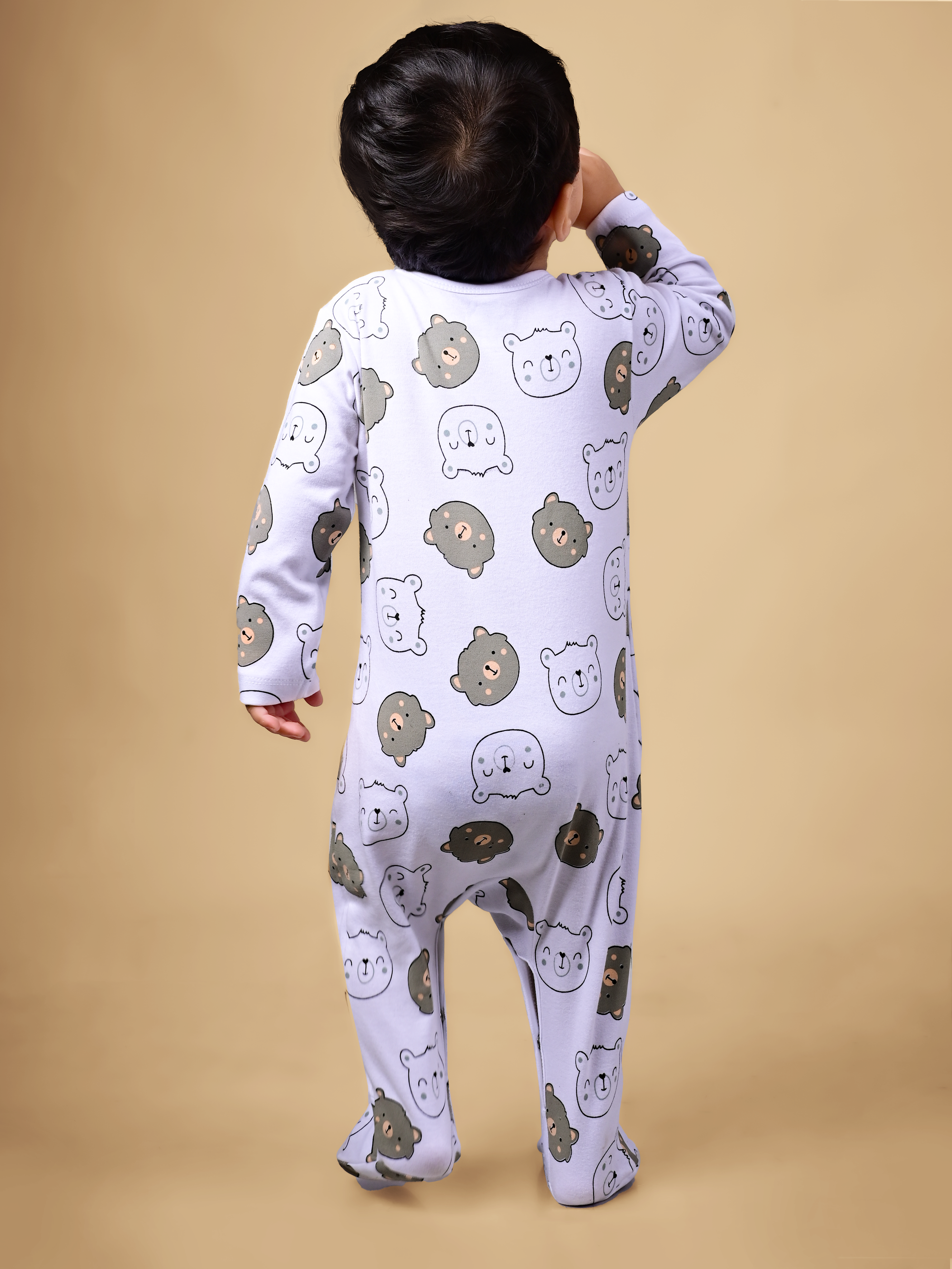 Dear To Dad Pure Cotton Full Sleeve all over Animal Face Printed Front Open Baby Romper G-FS-006B