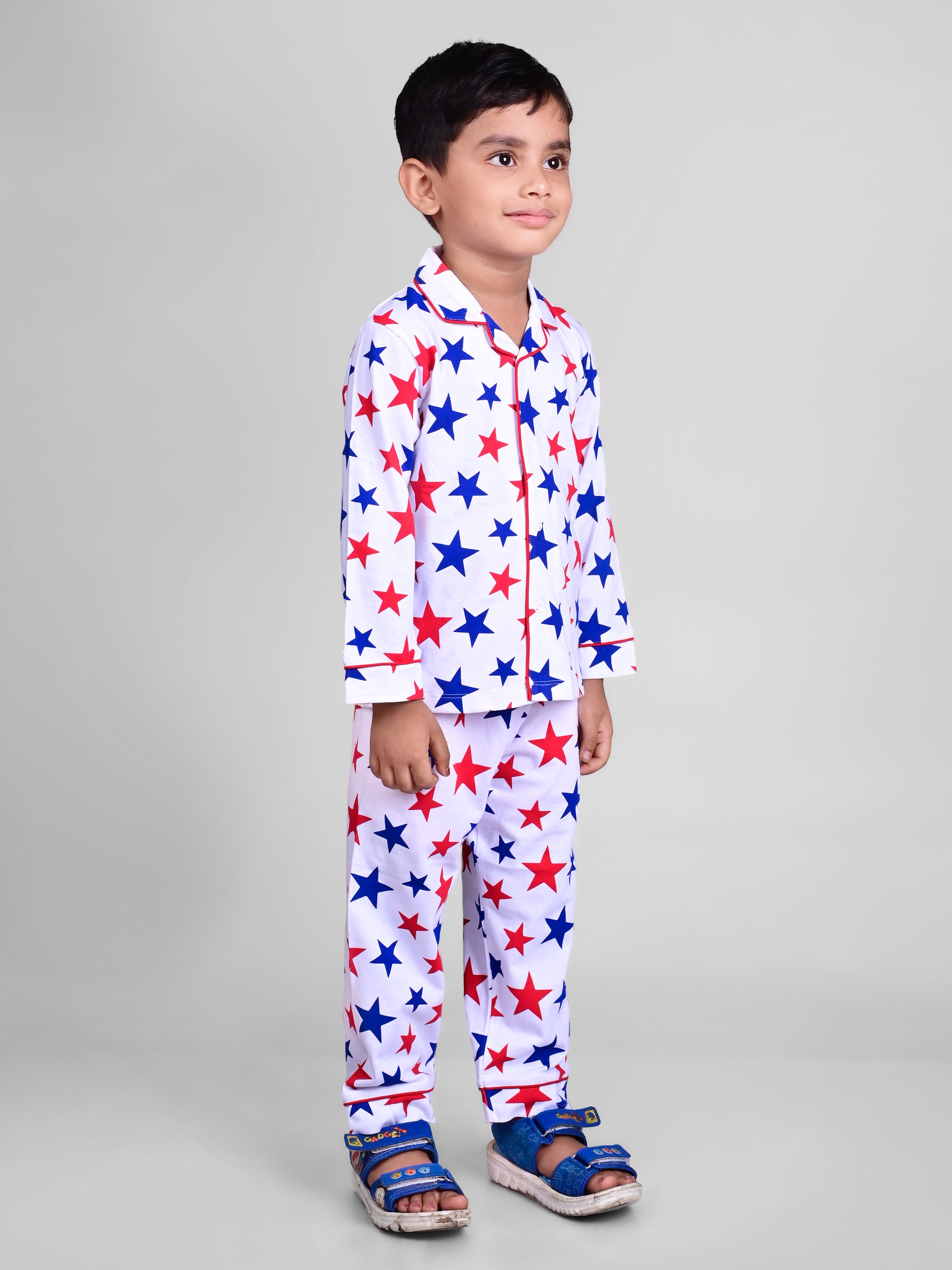 DTD Pure Cotton Full Sleeve All Over Printed Boys Night Suit B-FS-NS-30