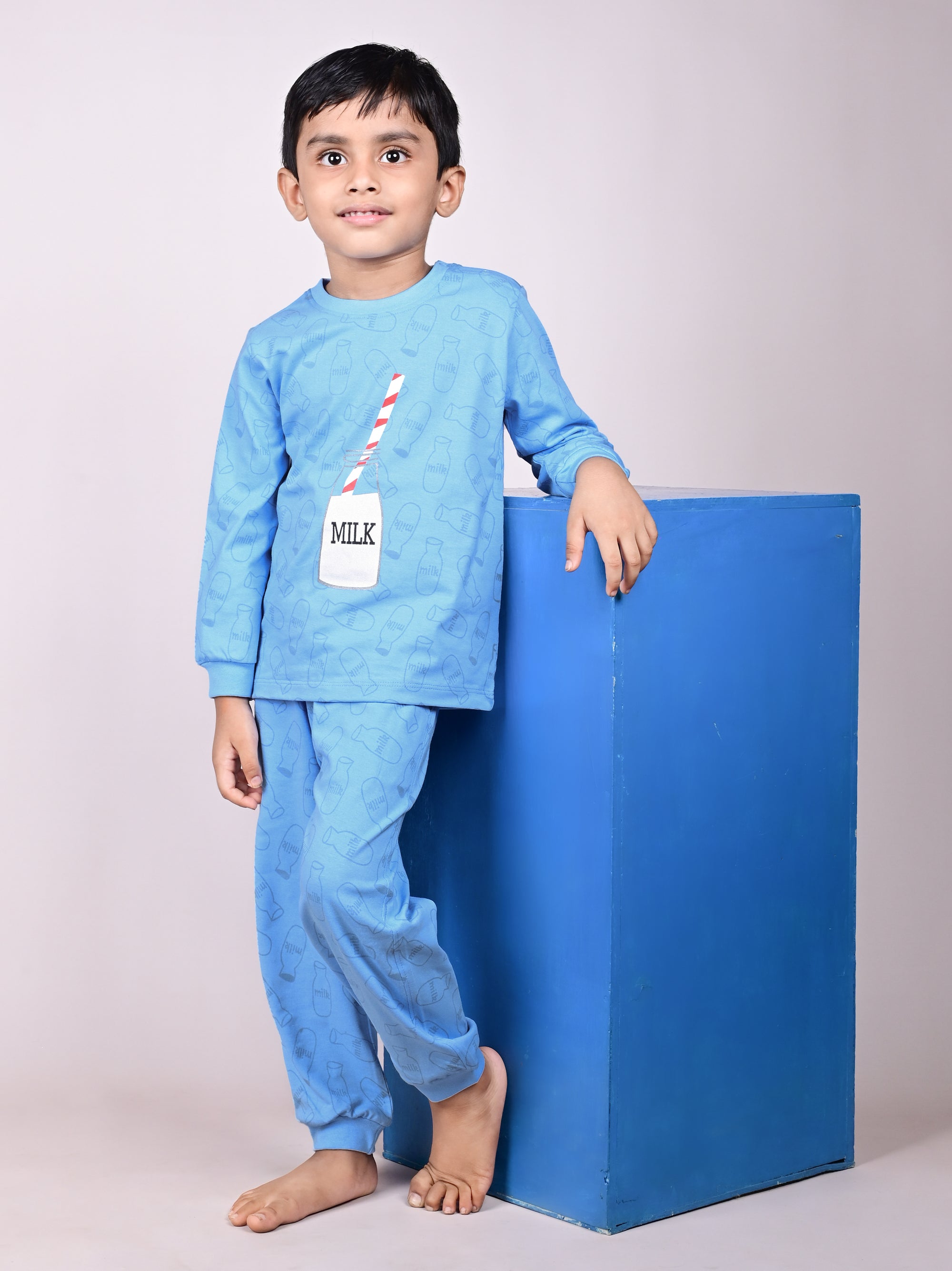 DTD Pure Cotton Full Sleeve All Over Printed Boys Night Suit B-FS-NS-37A&B