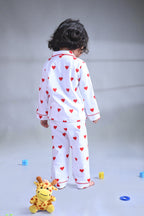 Dear To Dad White Color AOP Love Printed Full Sleeve Baby Night Suit G-NS-06A