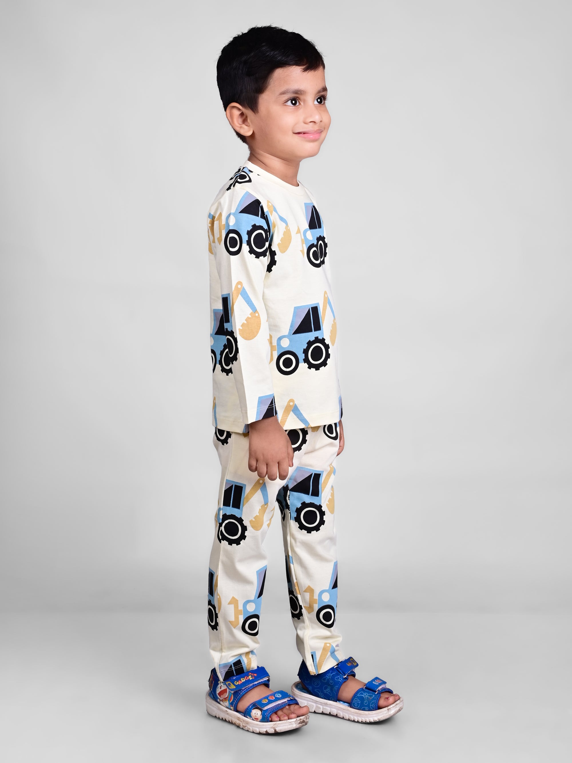 DTD Pure Cotton Full Sleeve All Over Constriction Vehicle  Printed Boys Night Suit B-FS-NS-21&22