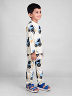 DTD Pure Cotton Full Sleeve All Over Constriction Vehicle  Printed Boys Night Suit B-FS-NS-21&22