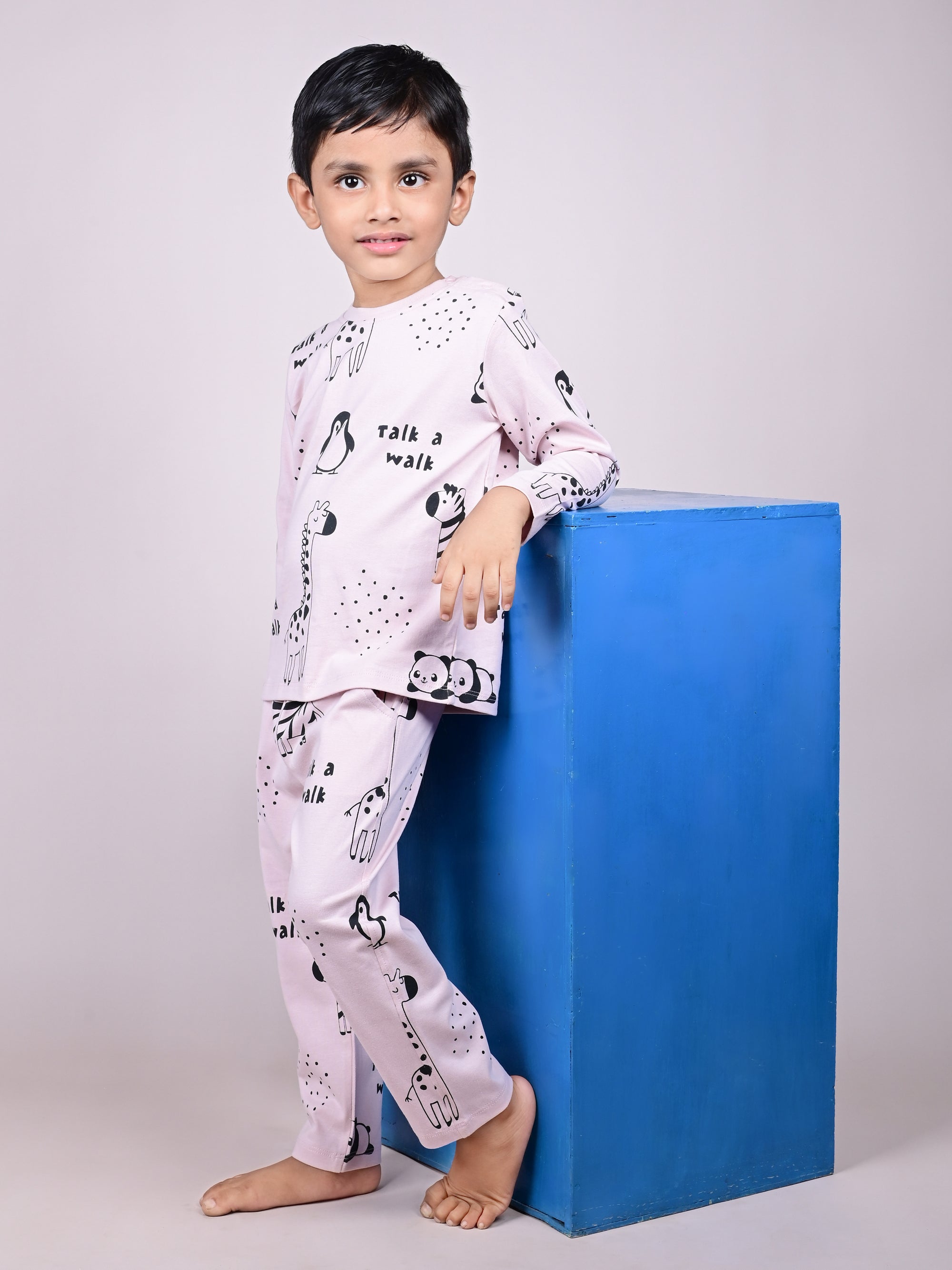 DTD Pure Cotton Full Sleeve All Over Printed Boys Night Suit B-FS-NS-13