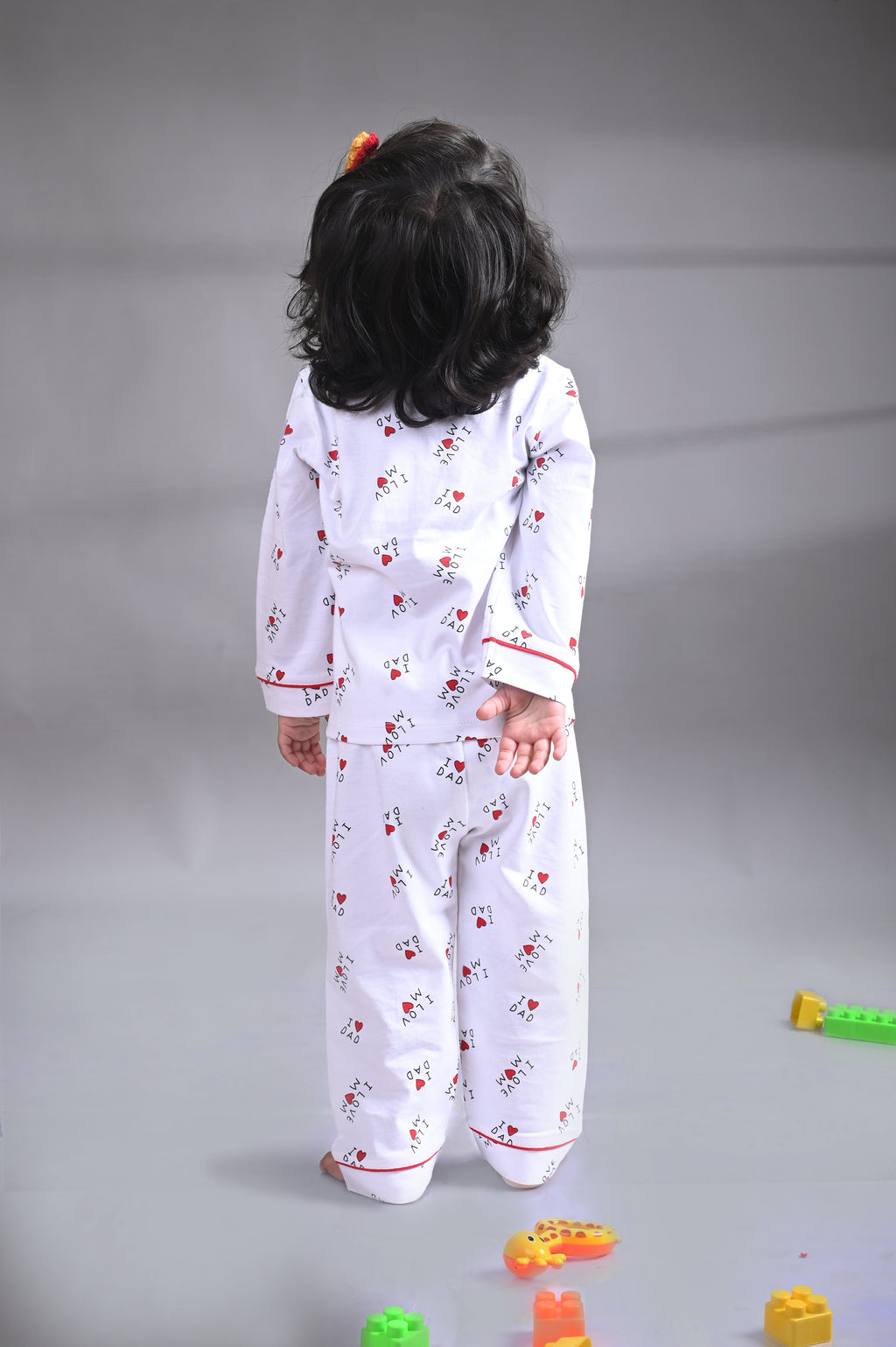 Dear To Dad White Color AOP I Love Dad Printed Full Sleeve Baby Night Suit G-NS-06C