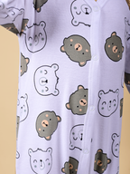 Dear To Dad Pure Cotton Full Sleeve all over Animal Face Printed Front Open Baby Romper G-FS-006B