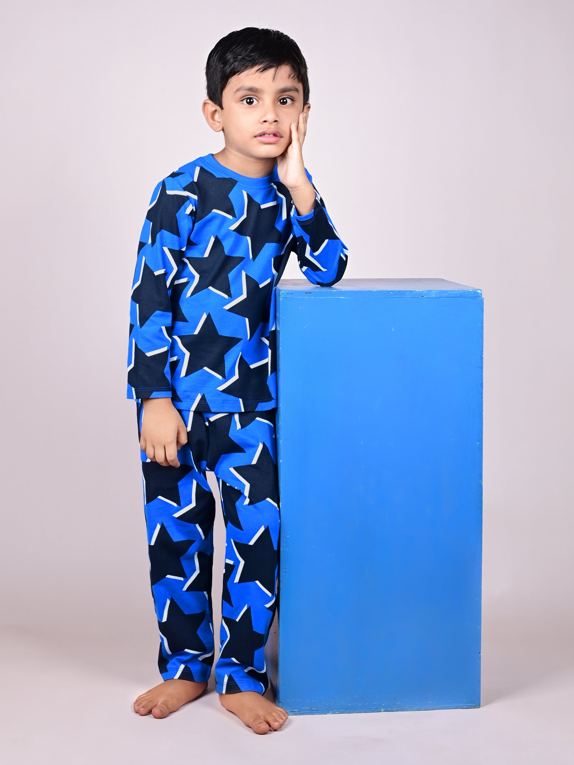 DTD Yellow Color All Over Star Printed Boys Full Sleeve Set B-FS-NS-15&16