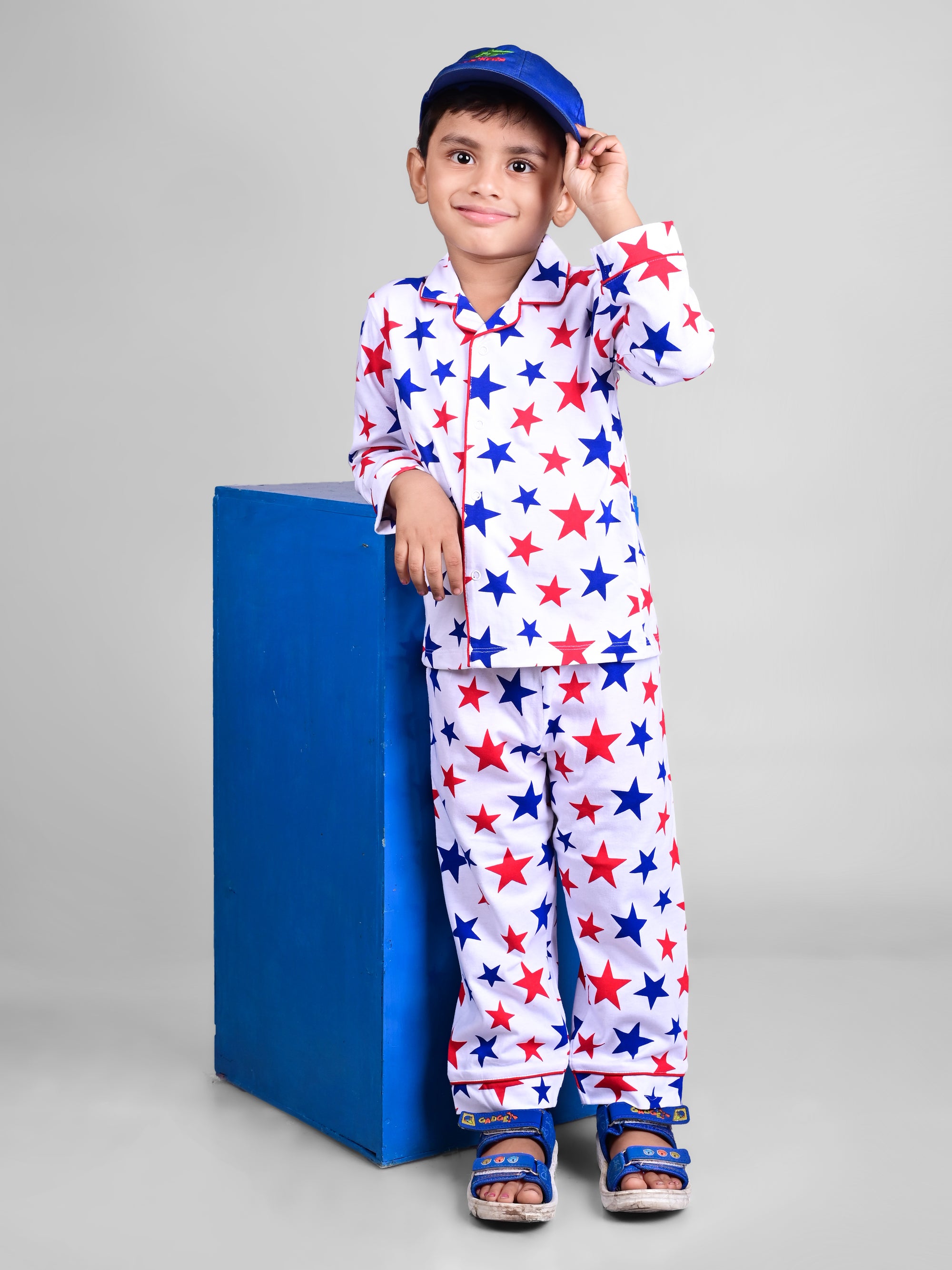 DTD Pure Cotton Full Sleeve All Over Printed Boys Night Suit B-FS-NS-30