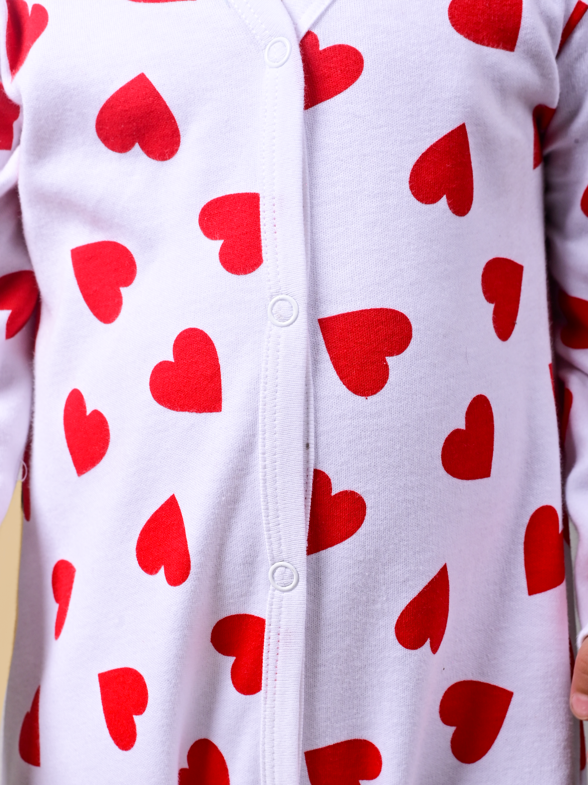 Dear To Dad Pure Cotton Full Sleeve all over Heart Printed Front Open Baby Romper G-FS-006A