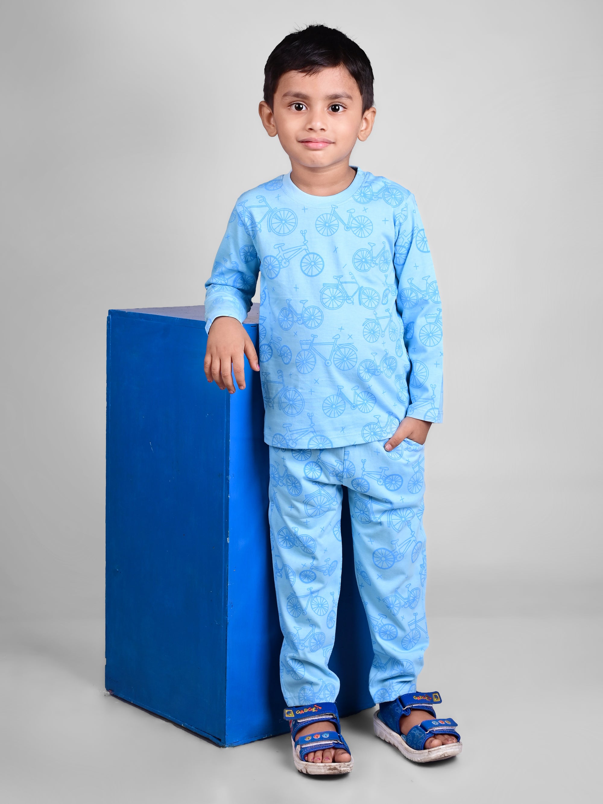 DTD Pure Cotton Full Sleeve All Over Printed Boys Night Suit B-FS-NS-19&20