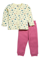 D2D All Over Full Sleeve Cream Color Front Open Top with Pink Pant G-FO-21_Cream