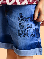 Dear To Dad Pure Cotton Half Sleeve Crochet Fabric Denim Boys Set B-HSD-830