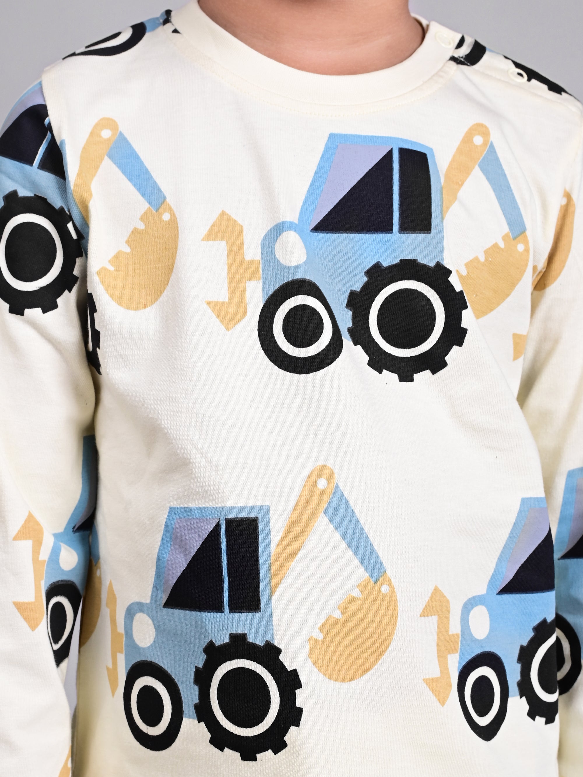 DTD Pure Cotton Full Sleeve All Over Constriction Vehicle  Printed Boys Night Suit B-FS-NS-21&22