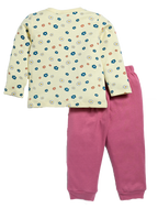 D2D All Over Full Sleeve Cream Color Front Open Top with Pink Pant G-FO-21_Cream