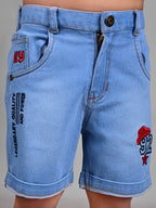 Dear To Dad Pure Cotton Half Sleeve Crochet Fabric Denim Boys Set B-HSD-829