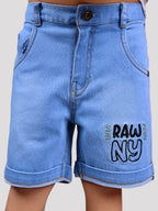 Dear To Dad Pure Cotton Half Sleeve Crochet Fabric Denim Boys Set B-HSD-828