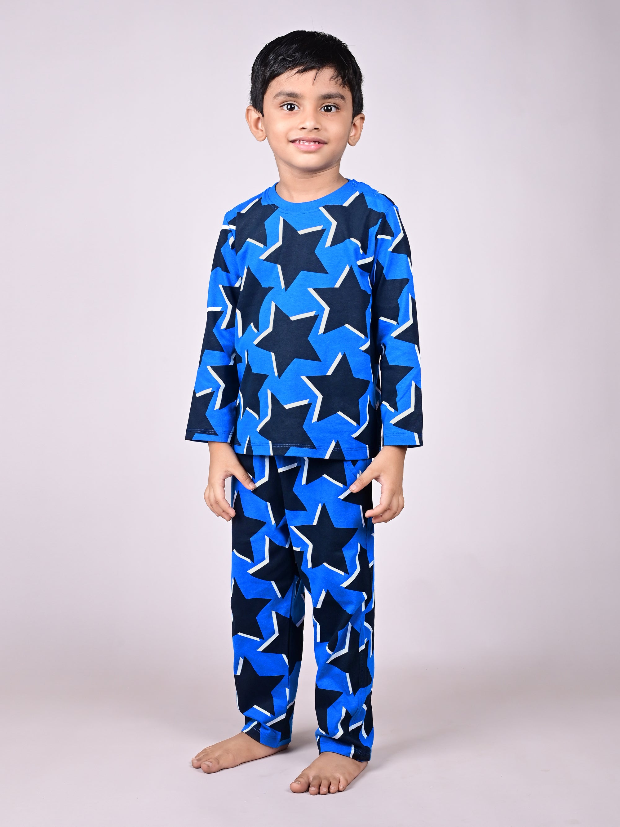 DTD Yellow Color All Over Star Printed Boys Full Sleeve Set B-FS-NS-15&16