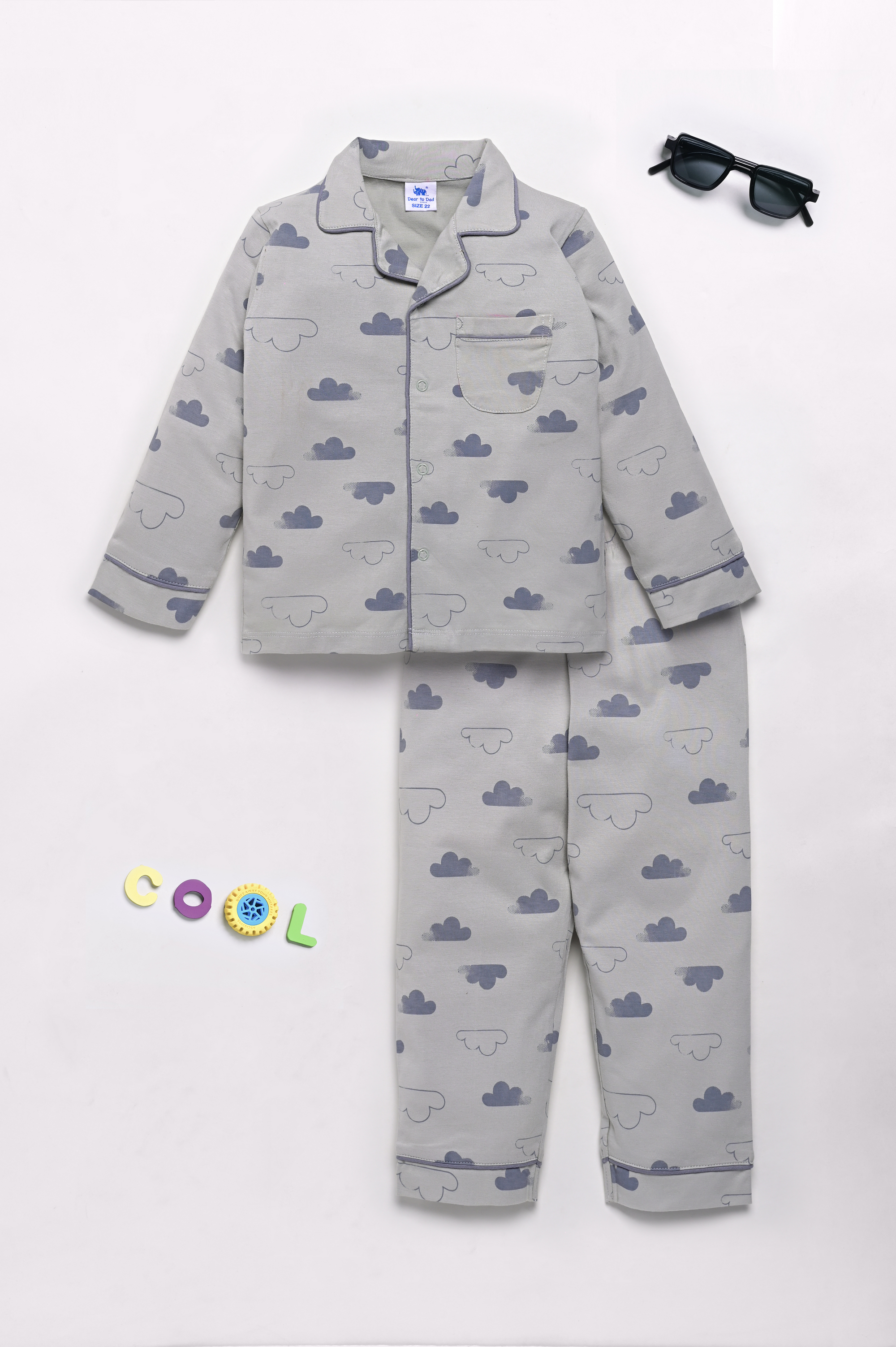 DTD Pure Cotton Full Sleeve All Over Printed Boys Night Suit B-FS-NS-24&25