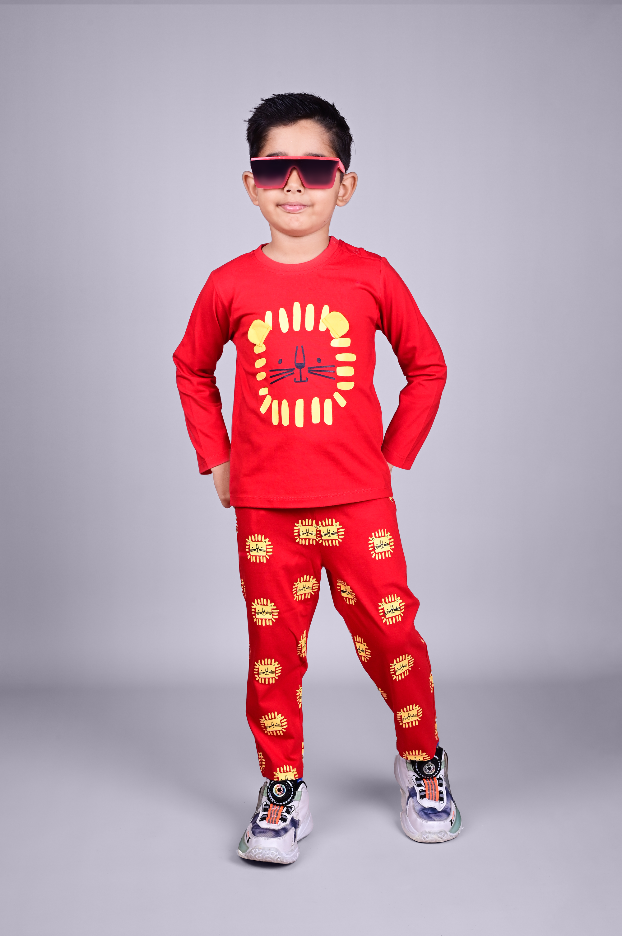 DTD Pure Cotton Full Sleeve All Over Printed Boys Night Suit B-FS-NS-14