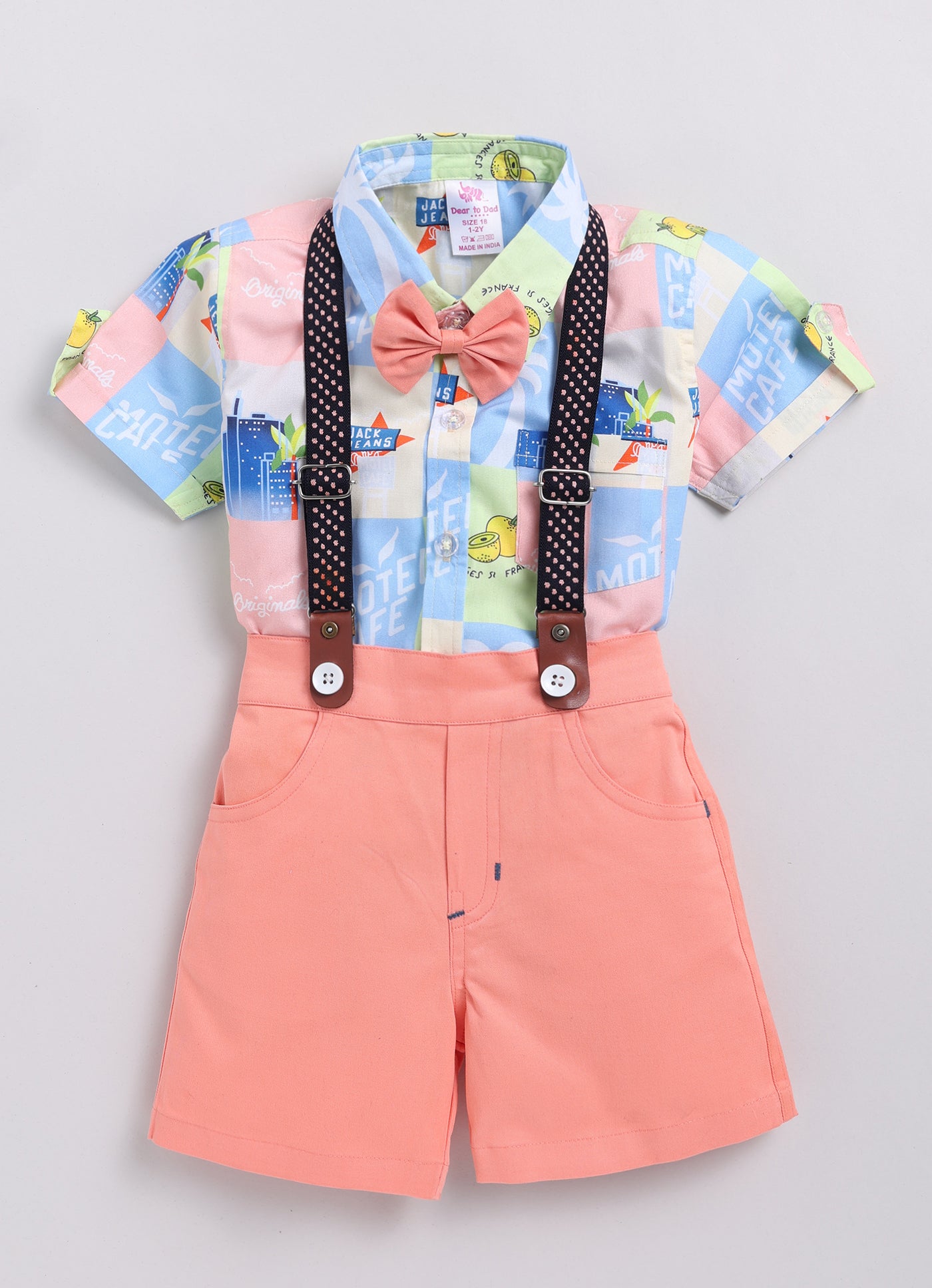 DTD Pure Cotton Half Sleeve Boys Dungaree ON-B-HSD-815