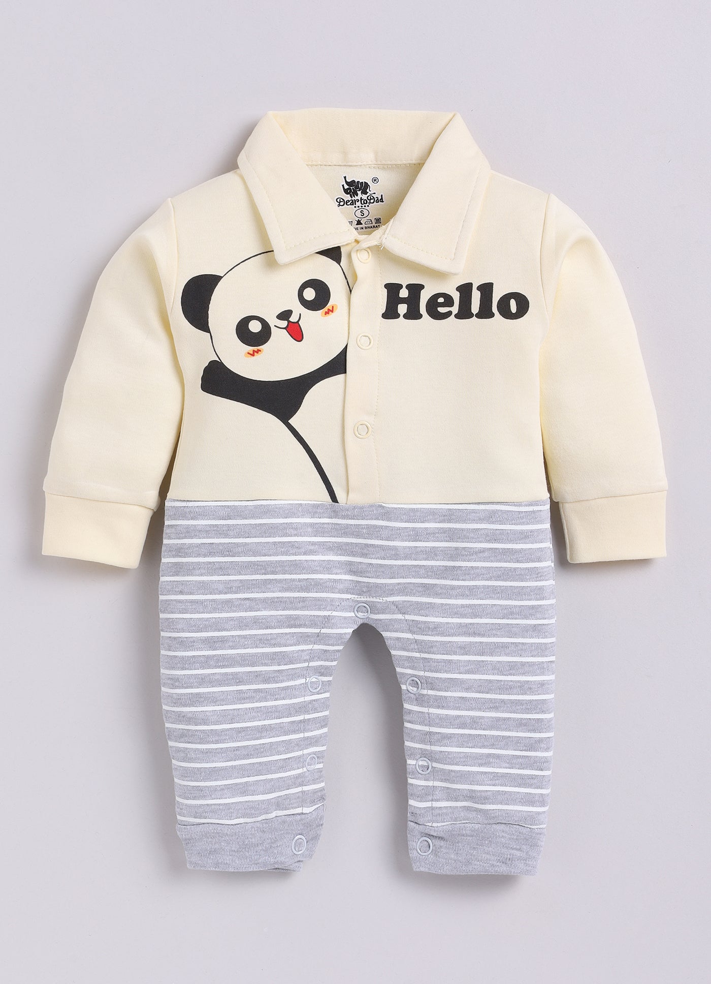 Dear To Dad Pure Cotton Peach Color Panda Printed Baby Romper S-09BA&BB