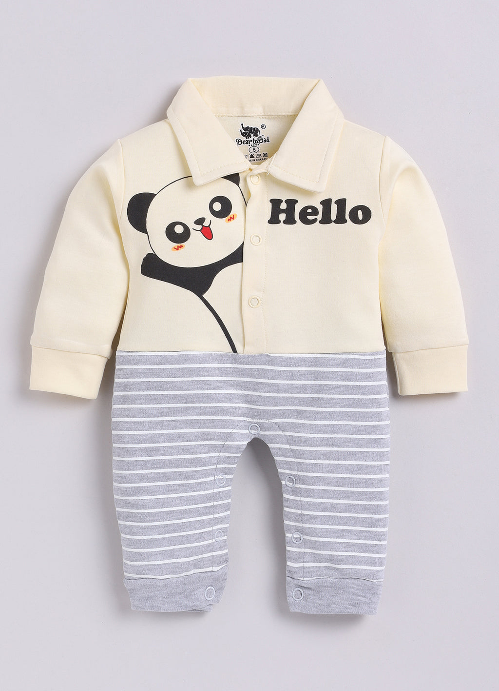 Dear To Dad Pure Cotton Peach Color Panda Printed Baby Romper S-09BA&BB