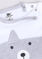 Dear To Dad Pure Cotton White Color Bear Printed Full Sleeve Baby Romper S-14AA&AB