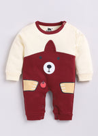 Dear To Dad Pure Cotton White Color Bear Printed Full Sleeve Baby Romper S-14AA&AB