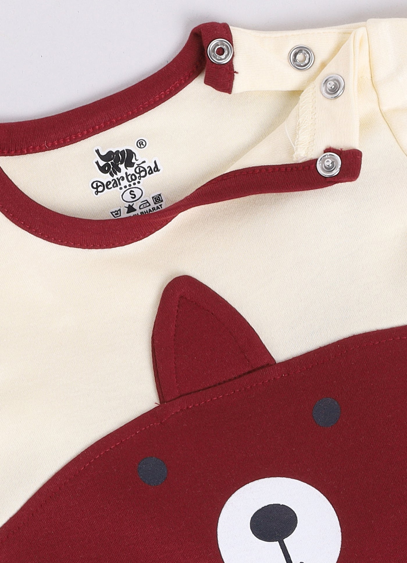 Dear To Dad Pure Cotton White Color Bear Printed Full Sleeve Baby Romper S-14AA&AB