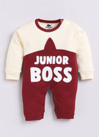 Dear To Dad Pure Cotton Full Sleeve Junior Boss Printed Baby Romper S-14BA&BB