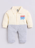 Dear To Dad Pure Cotton White Color Full Sleeve Team 10 Printed Baby Romper S-09AA&AB