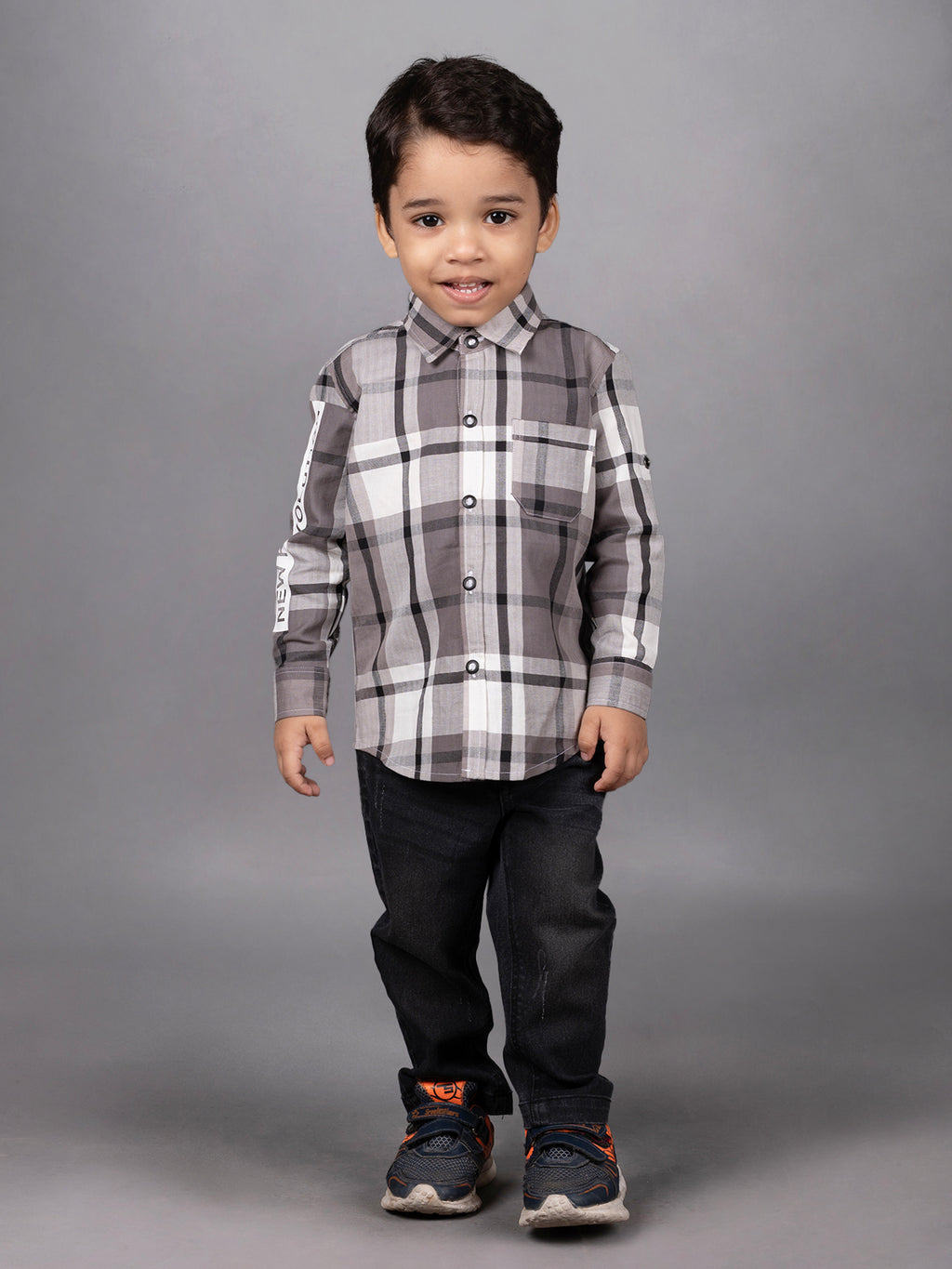 DTD Boys Full Sleeve Checkered Pattern Shirt with Denim Pant B-FSD-839