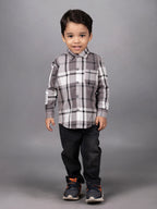DTD Boys Full Sleeve Checkered Pattern Shirt with Denim Pant B-FSD-839