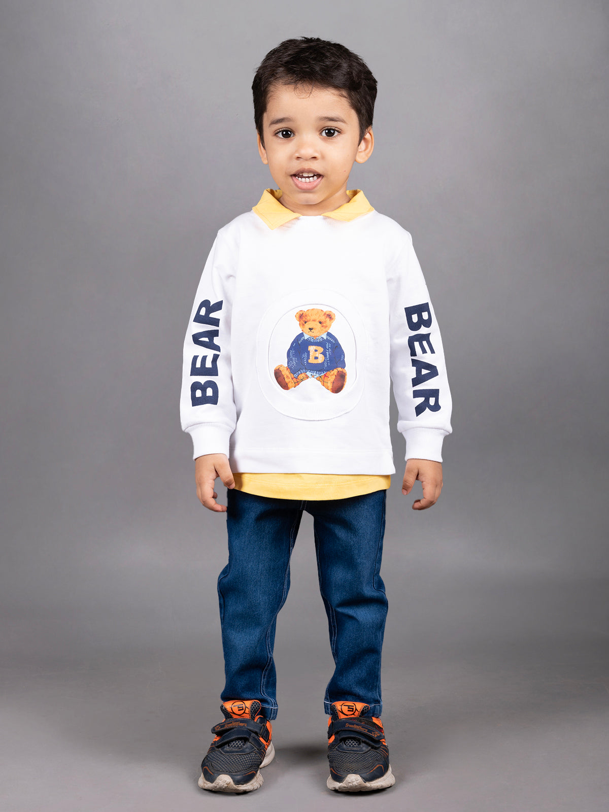DTD Boys Full Sleeve Little Bear Printed Shirt with Denim Pant B-FSD-831