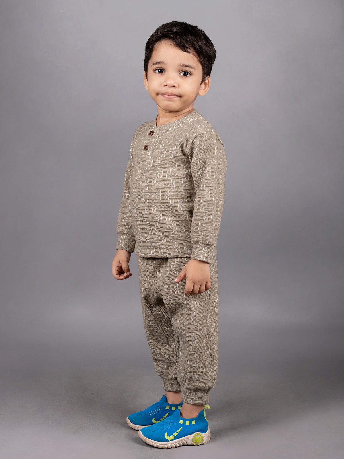 DTD Boys Full Sleeve Checkered Pattern Shirt with Grey Denim Pant B-FSD-835