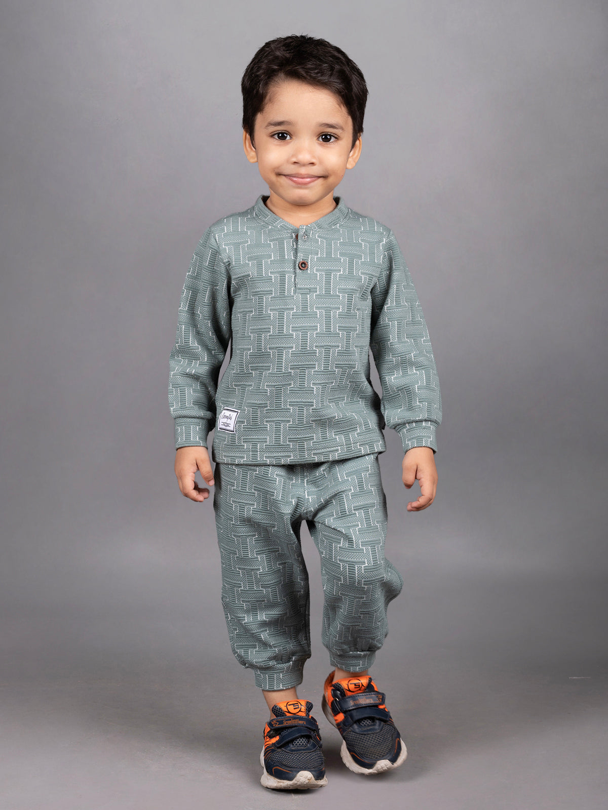 DTD Boys Full Sleeve Checkered Pattern Shirt with Grey Denim Pant B-FSD-835