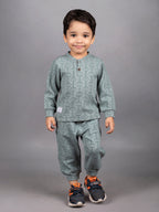DTD Boys Full Sleeve Checkered Pattern Shirt with Grey Denim Pant B-FSD-835