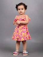 Dear To Dad Pure Cotton Girls Orange Color Top with Skirt Set G-HS-028