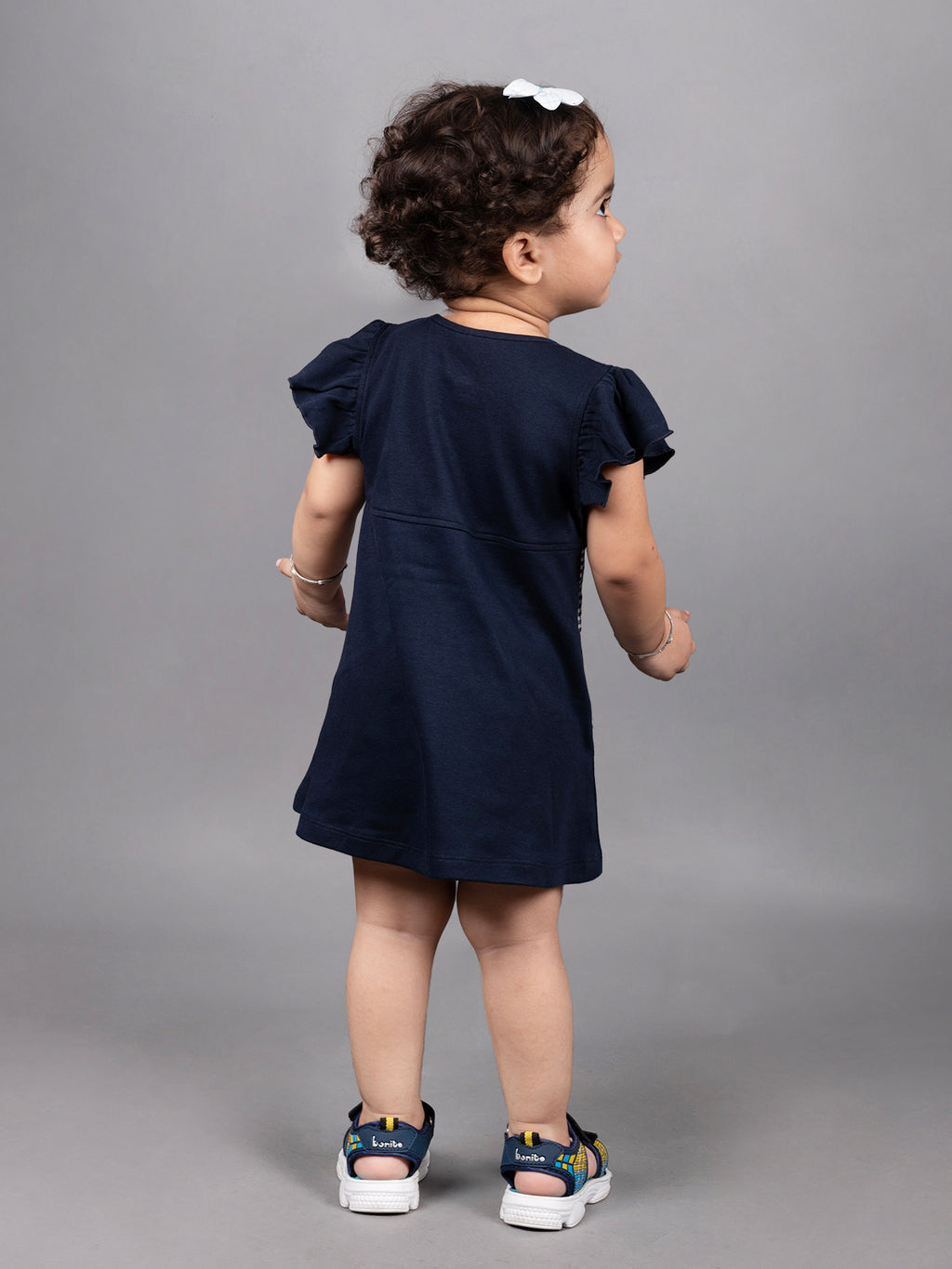 Dear To Dad Pure Cotton Navy Blue Color Girls  Frock FRK-010