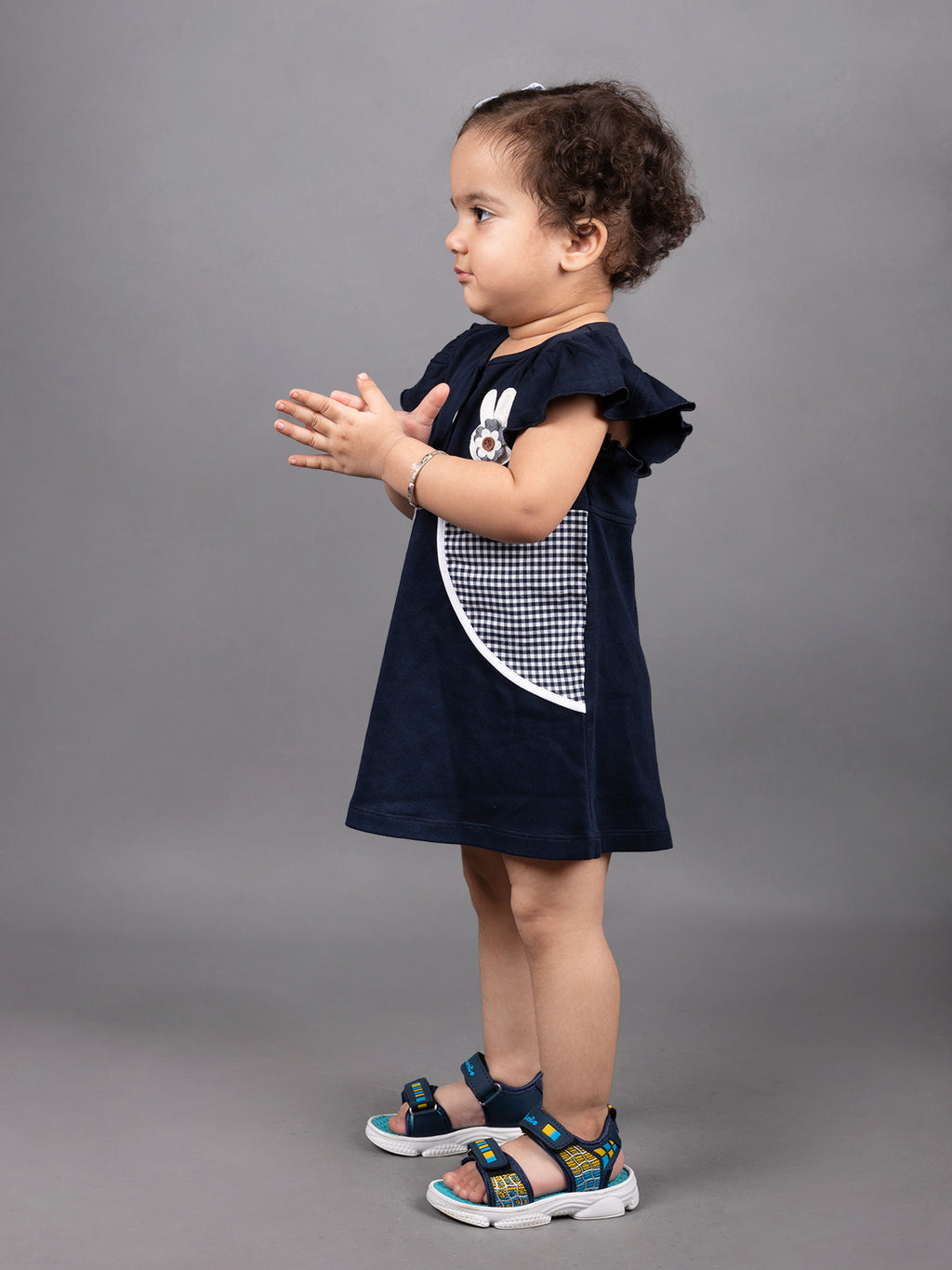 Dear To Dad Pure Cotton Navy Blue Color Girls  Frock FRK-010