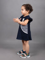 Dear To Dad Pure Cotton Navy Blue Color Girls  Frock FRK-010