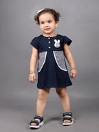 Dear To Dad Pure Cotton Navy Blue Color Girls  Frock FRK-010