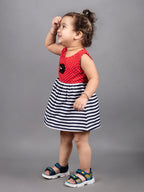 Sleeveless Red and Black Baby Girls Aline Frock FRK-012