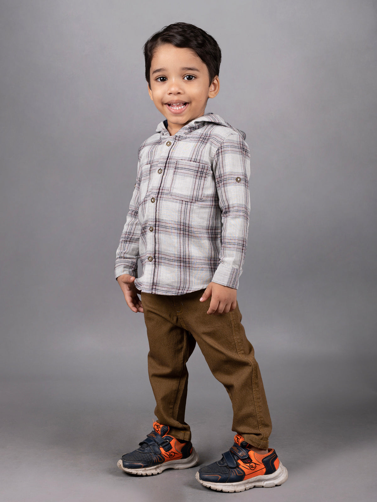 DTD Checkered Full Sleeve Hoodie set for Boys-B- F/S - 823