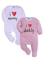 D2D I love You mummy and I Love Daddy Printed Baby Romper Pack of 2 ON-B-F/S-003