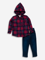 Boys Full Sleeve Hoodie Set with Denim Pant-B-FDS-837